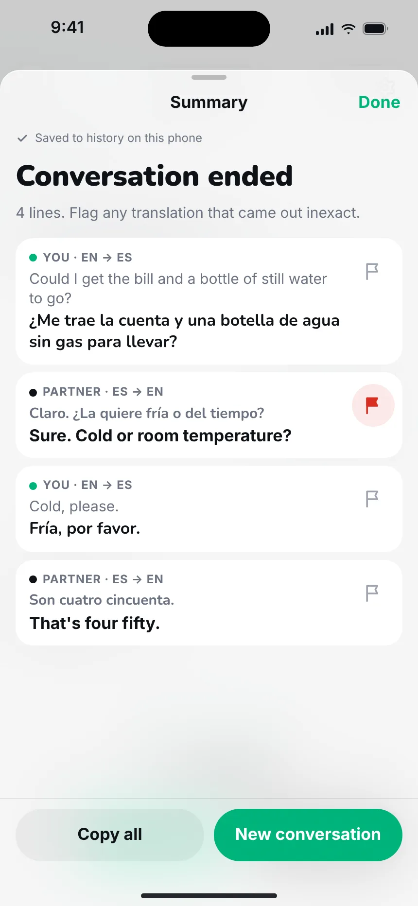 Conversation summary — summary flags