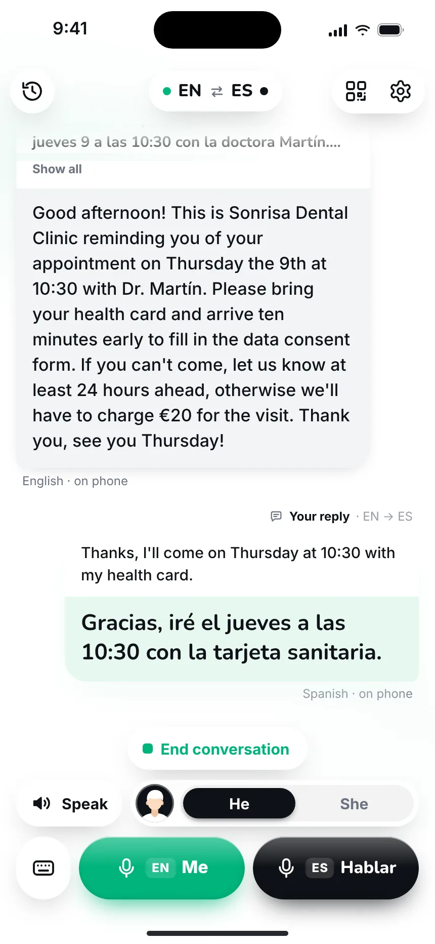 Text mode — your messages — text your reply